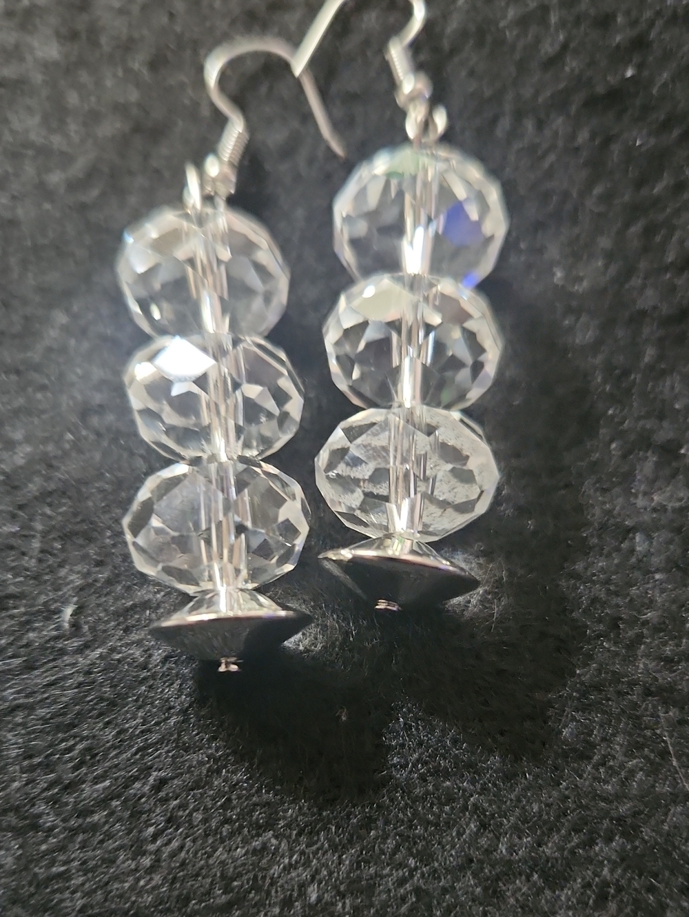 Hand Crafted Clear Faceted Bead Drop Earrings